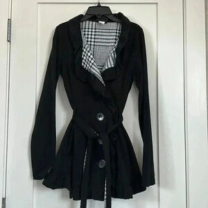 Ruffled waist tie coat